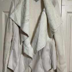 Women’s Knox Rose Cream Long Sleeve Cardigan Sherpa Chunky Knit Sweater Jacket Size Large 