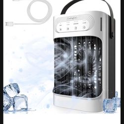 Portable Air Conditioners 800ml Water Tank 7-Color Night Light 3-Speeds 3-Level Humidify 2-8H Timer Quiet and Powerful USB Powered Mini Evaporative Ai