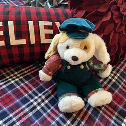 Vintage Y2K Christmas Puppy Dog Plush Stuffed Animal Tb Company  
