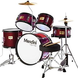 Mendini by Cecilio 16 inch 5-Piece Complete Kids Drum Set (Wine Red)