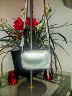 Cute Silver Crossbody Bag With Adjustable Strap