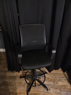 Black Mesh Drafting Chair with Armrests