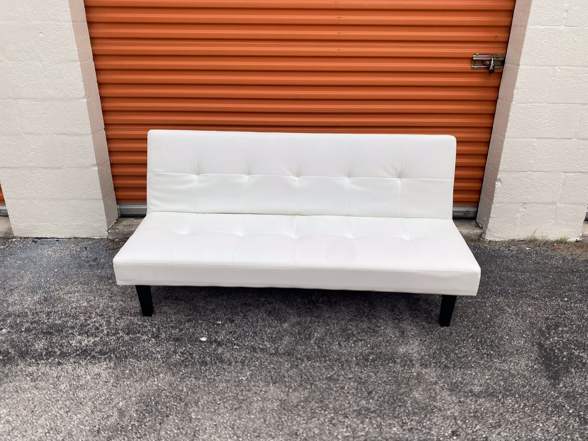 White Leather Couch Futon Bed