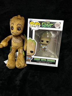 Marvel Funko Pop -  I am Groot #1194 and Groot 8” plush Guardian of the Galaxy (lot of 2 items)