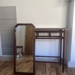 Bombay Collection Glass Topped Console Table W Matching Mirror 