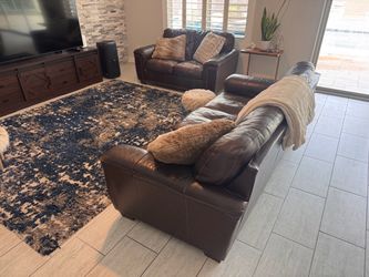 Leather couch and love seat (brown)