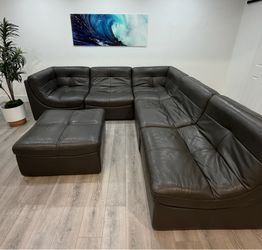 Sectional Leather Z Gallerie Gray Modular Sofá FREE DELIVERY