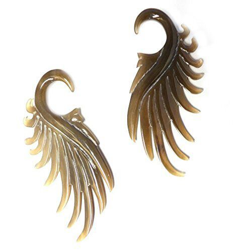 Gauges/Plugs Buffalo Horn Handmade Dragon Wing 6G (4mm) 2pc