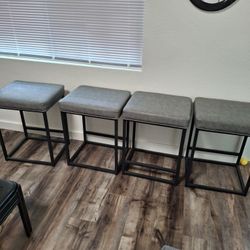 4 Matching Stools -Grey And Black