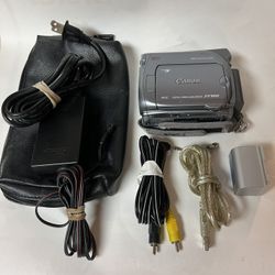 Canon ZR500 Mini DV Handheld Camcorder Bundle Charger Batt Cables Case