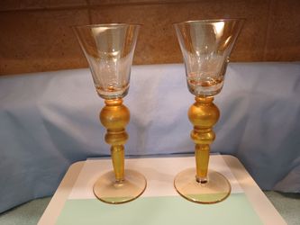 Absolutely Gorgeous Pair Of Gold Candle Holders