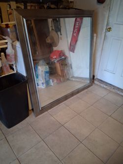 Large Wall Mirror with Gray Wood Frame....50 X 50