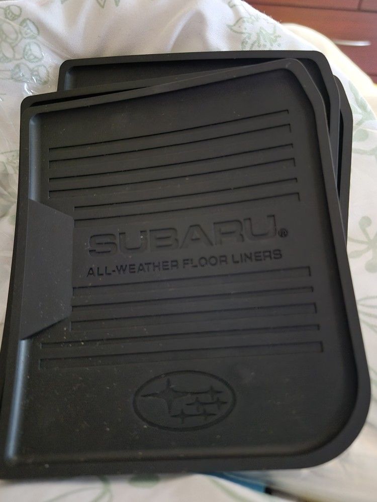 4-Pack Subaru Floormat Coasters Black Rubber