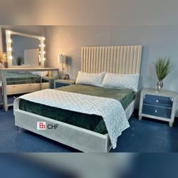 Beige Queen/California king or king bed Frame (mattress sell seperately) 🌲christmas speacials 🌲