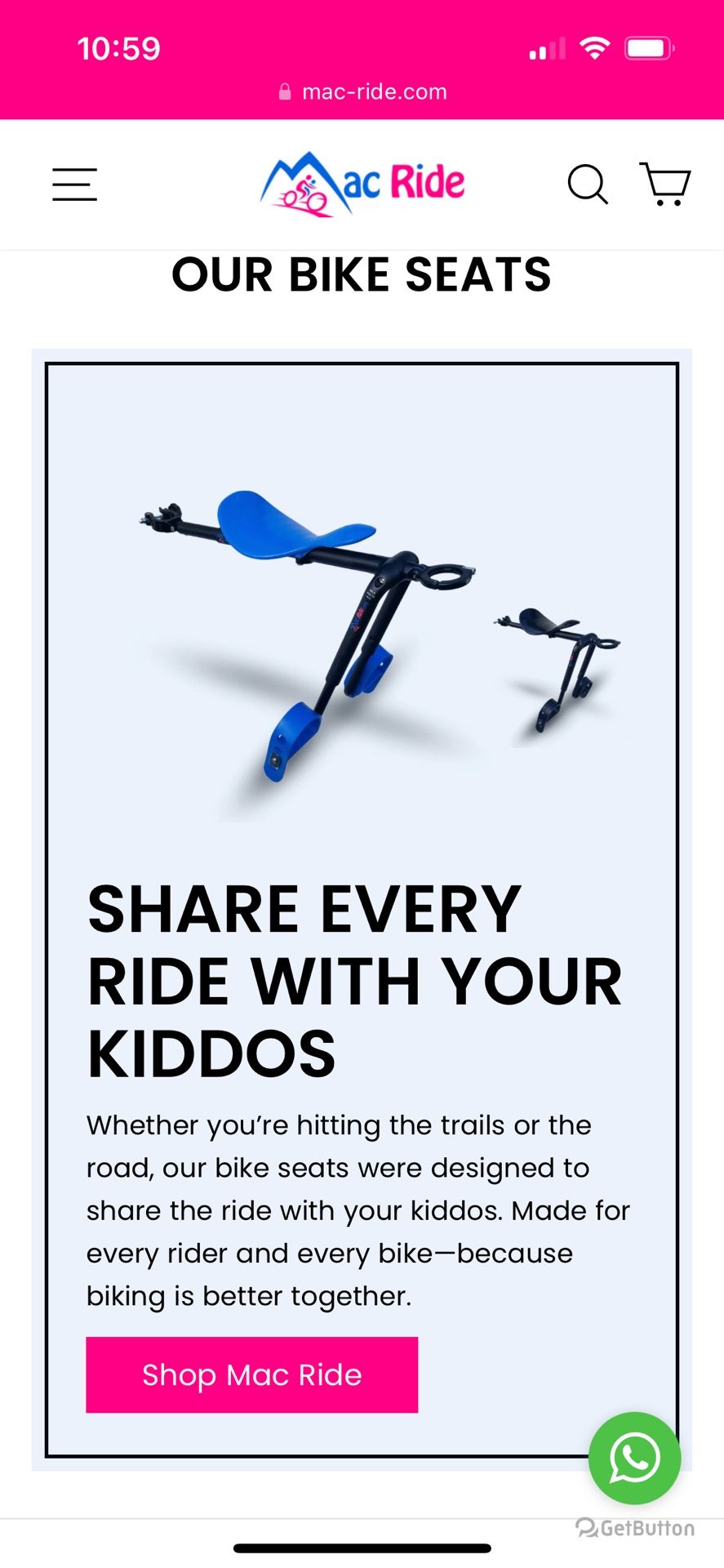 Mac-rider Seat For Bike Kids