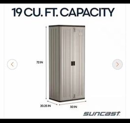 Suncast Plastic Freestanding Garage Cabinet in Platinum (40 in. W x 80 in. H x 20 in. D)