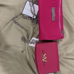 PINK WALLET + PURSE 