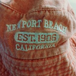 Women's Bucket  Hat - Newport Beach California - EST  1906 -  Pink /  Light Red - Only $7
