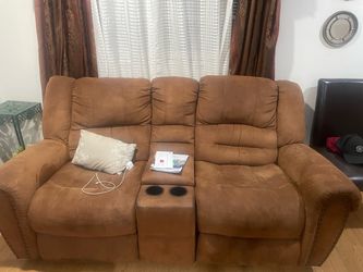 Brown reclining sofa two piece set