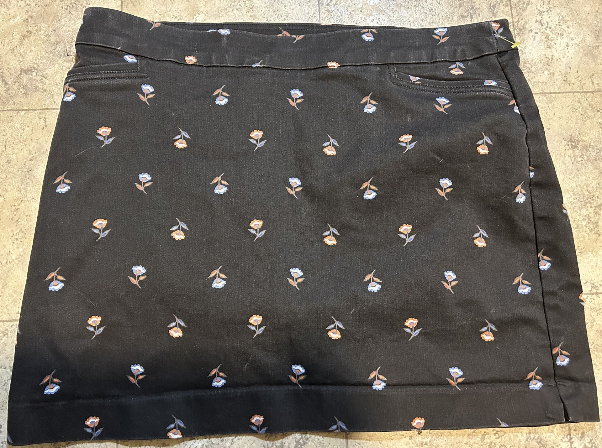 Black And Floral Skort