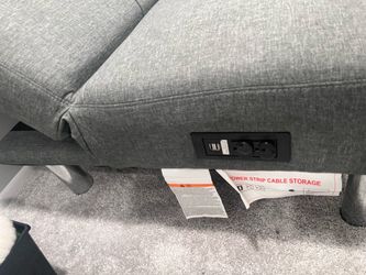Gray futon with Built-In USB and Power Outlet