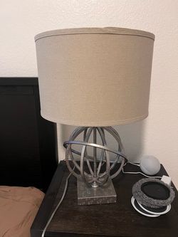 Metal Orb Table Lamp with Drum Shade