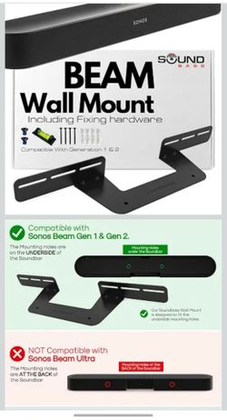 Brand New Soundbass Wall Mount Bracket for Sonos Beam (Gen 1 & Gen 2) – Black