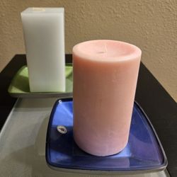 PartyLite Blue & Green Square Candle Holders