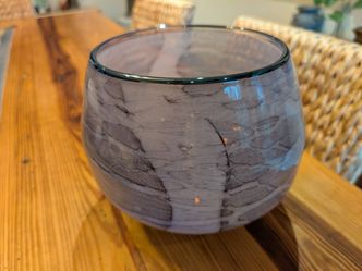 Marbled Art Glass Vase, signed 1989