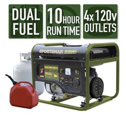 4,000/3,500-Watt Dual Fuel Powered Portable Generator, Runs on LPG or Regular Gasoline
