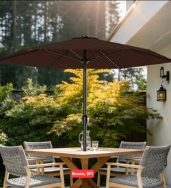 9FT Outdoor Patio Umbrella, Umbrella  with Crank & 6 Sturdy Ribs, UV Protection Windproof, Pool Umbrella Perfect for Deck, Backyard, Lawn And Garden. 