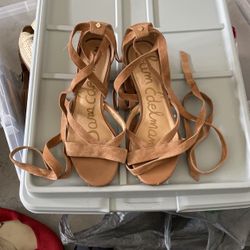 Sam Edelman Beige Lace Up Pumps