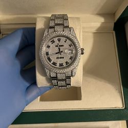 Iced Out Roley Vvs Moissanite Watch Roman Numeral Dial