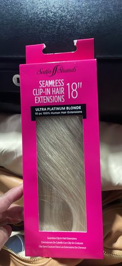 Satin Strands Seamless Clip-In Hair Extensions 18” Ultra Platinum Blonde 10pc
