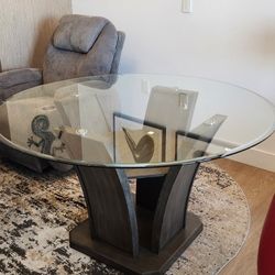 56" Glass Top Dining Table With Chairs 