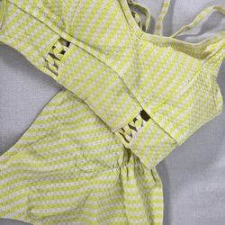 Two Piece Swimwear Woman's Yellow/ White Bathing Suit Small