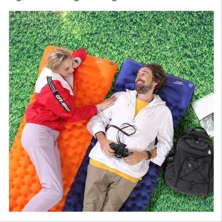 Camping Sleeping Pad for Backpacking, Ultralight & Compact Camping Pad with Pillow, Inflatable Sleeping mat for Hiking, Travelling-Orange