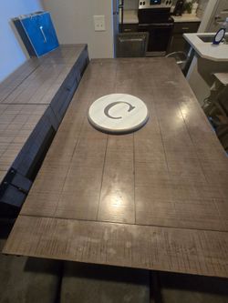 Large Rustic Wood Dining Table with Bench