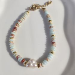 New Freshwater Pearl And Natural Stone Bracelet