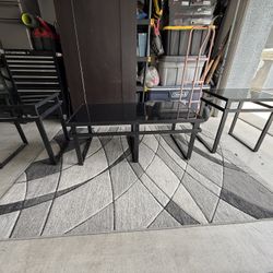 Modern Black Glass & Metal Table Set – 3 Pieces