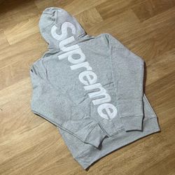 Grey Appilque Supreme Hoodie