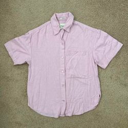 Abercrombie & Fitch pink linen oversized button up shirt in a size women’s XS