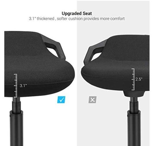 Standing Desk Chair, Adjustable Ergonomic Standing Stool, 23.6"-33.3", Swivel Sitting Balance Chair, Anti-Slip Bottom Pad, Black
