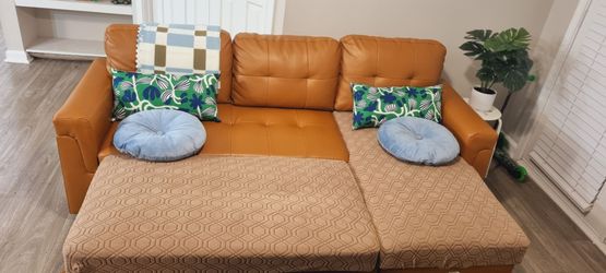 71" L Shaped Sofa with Pull Out Sofa Bed, Sectional Sleeper Sofa 3 Seater, convertible to love seat
