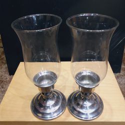 Pewter Candle Holders (2) 3.5×.25×9