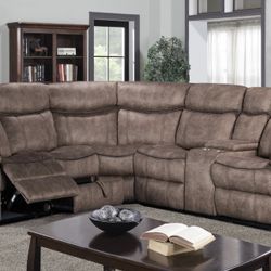 Brand New Brown Recliner Sectional Couch 