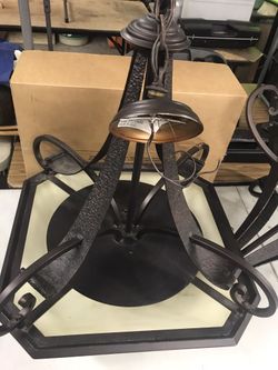 Antique Look Chandeliers . All Metal & Glass, 4 Light Bulb Configuration . 6 Chandeliers Available .