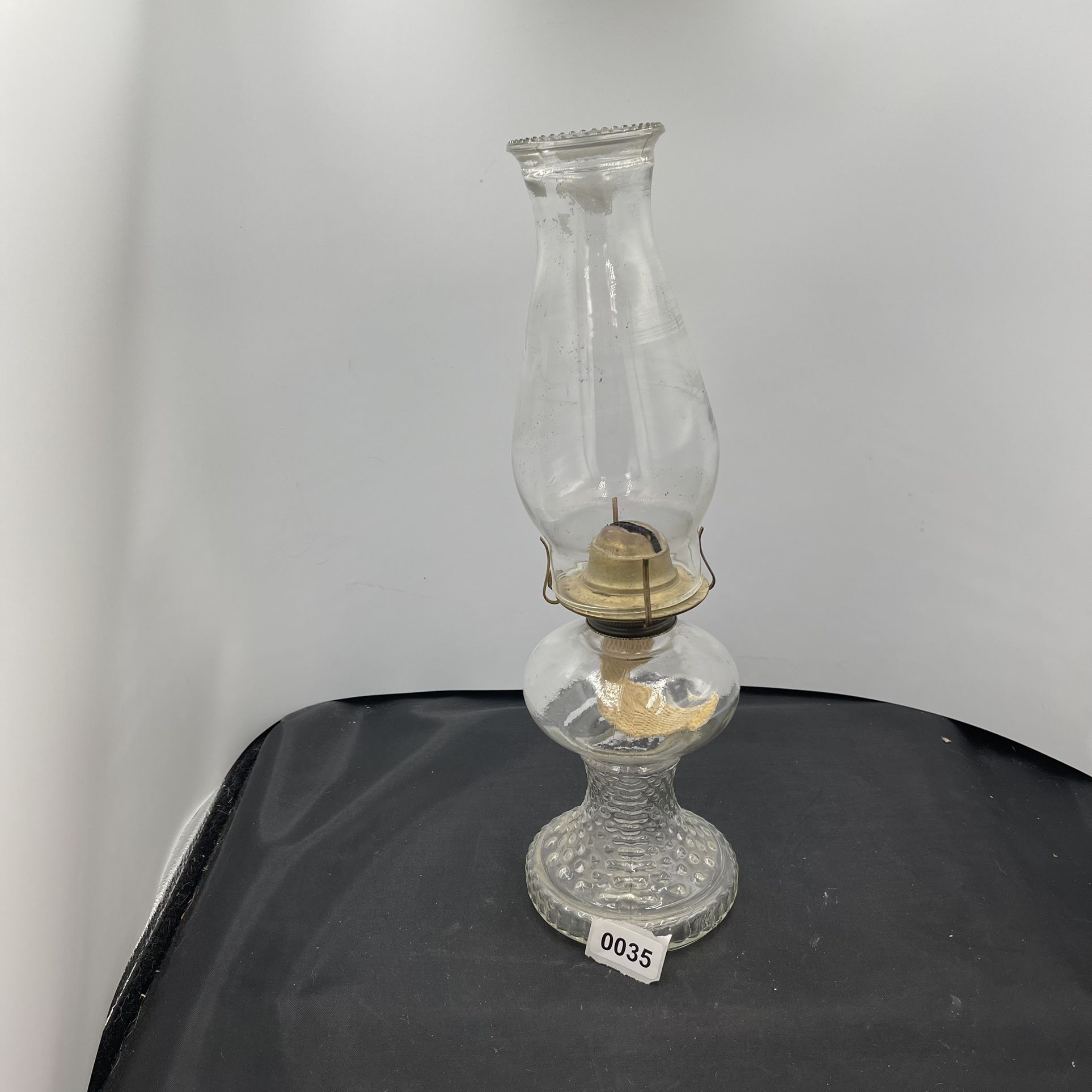 Fancy Pedestal Antique Glass Oil Lamp with Wick 