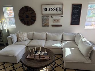 Beige 6-Seat Modular Sectional Sofa – $500
