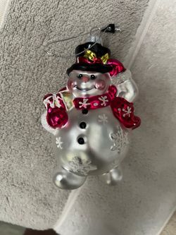 Robert Stanley blown glass snowman Christmas tree ornament